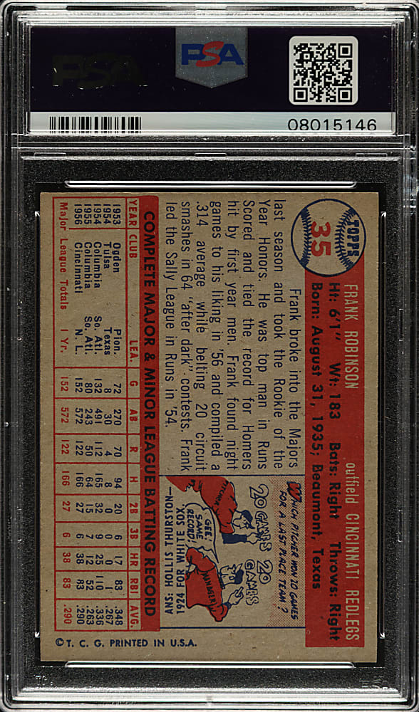 1957 Topps #35 Frank Robinson Rookie PSA NM-MT 8
