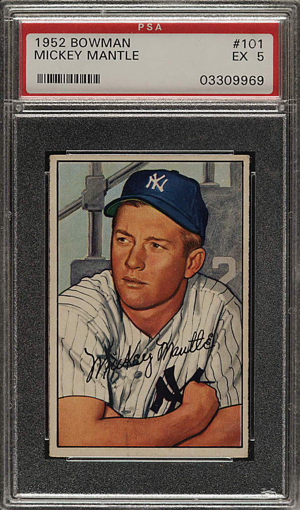 1952 Bowman #101 Mickey Mantle PSA EX 5
