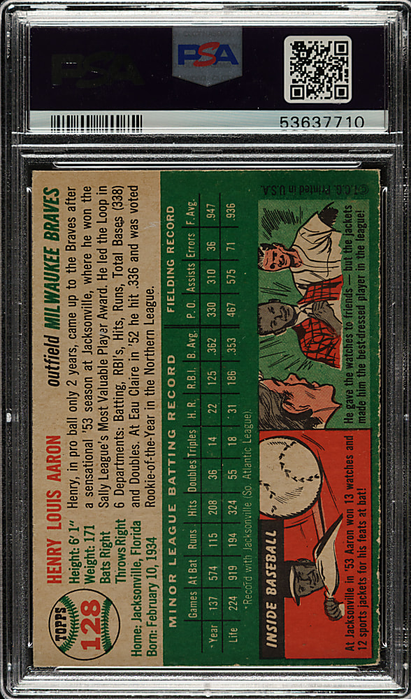 1954 Topps #128 Hank Aaron Rookie PSA VG-EX 4