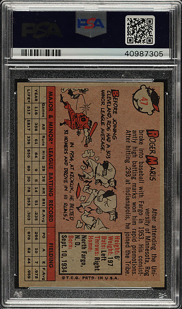 1958 Topps #47 Roger Maris Rookie PSA NM-MT 8