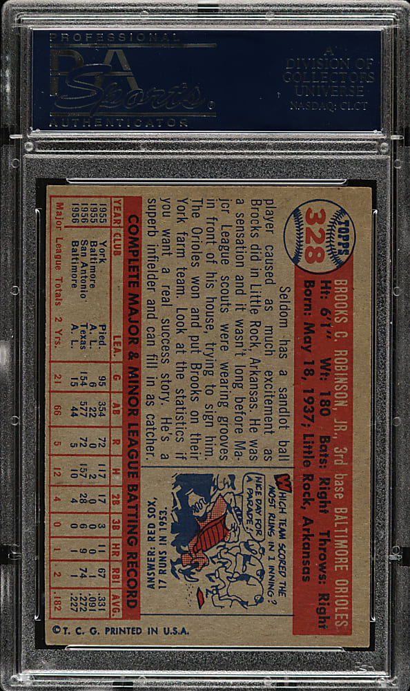 1957 Topps #328 Brooks Robinson Rookie PSA NM 7