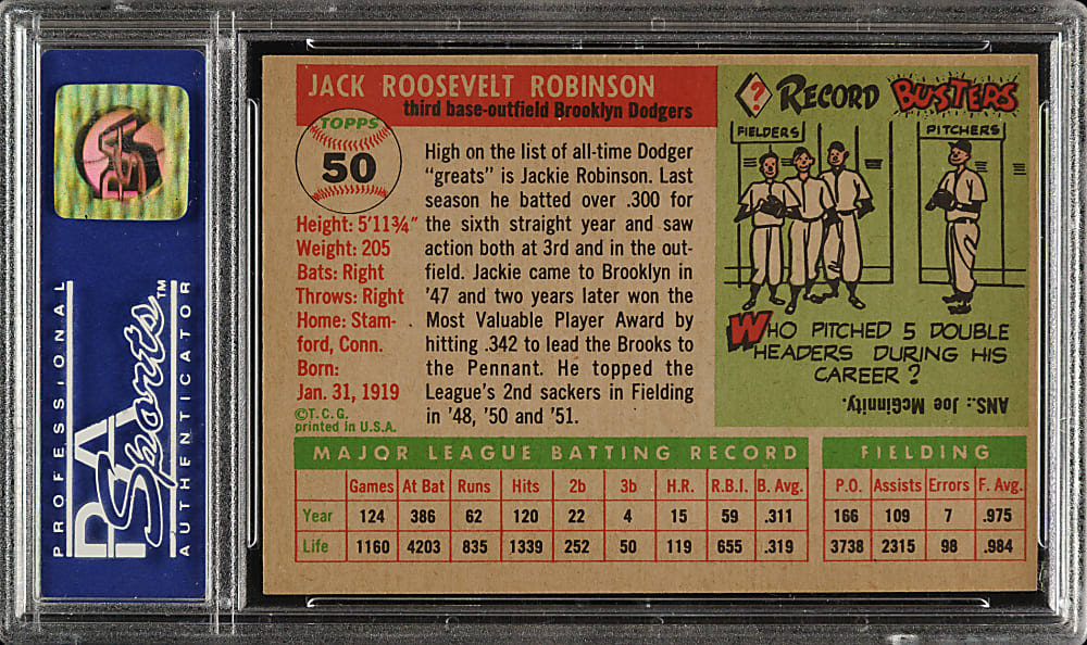 1955 Topps #50 Jackie Robinson PSA NM-MT 8 (OC)