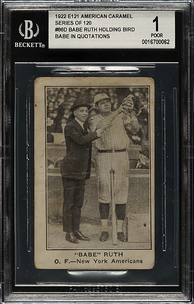 1922 E121 American Caramel (Series of 120) "Babe" Ruth Holding Bird BGS POOR 1