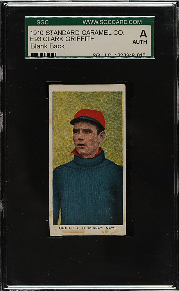 1910 E93 Standard Caramel Clark Griffith Blank Back