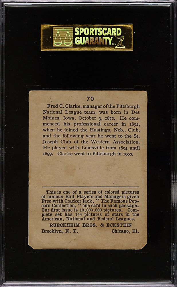 1914 E145 Cracker Jack #70 Fred Clarke SGC GOOD 30