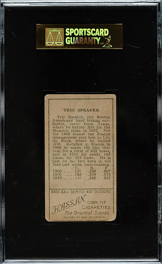 1911 T205 Gold Border Tris Speaker SGC GOOD 30