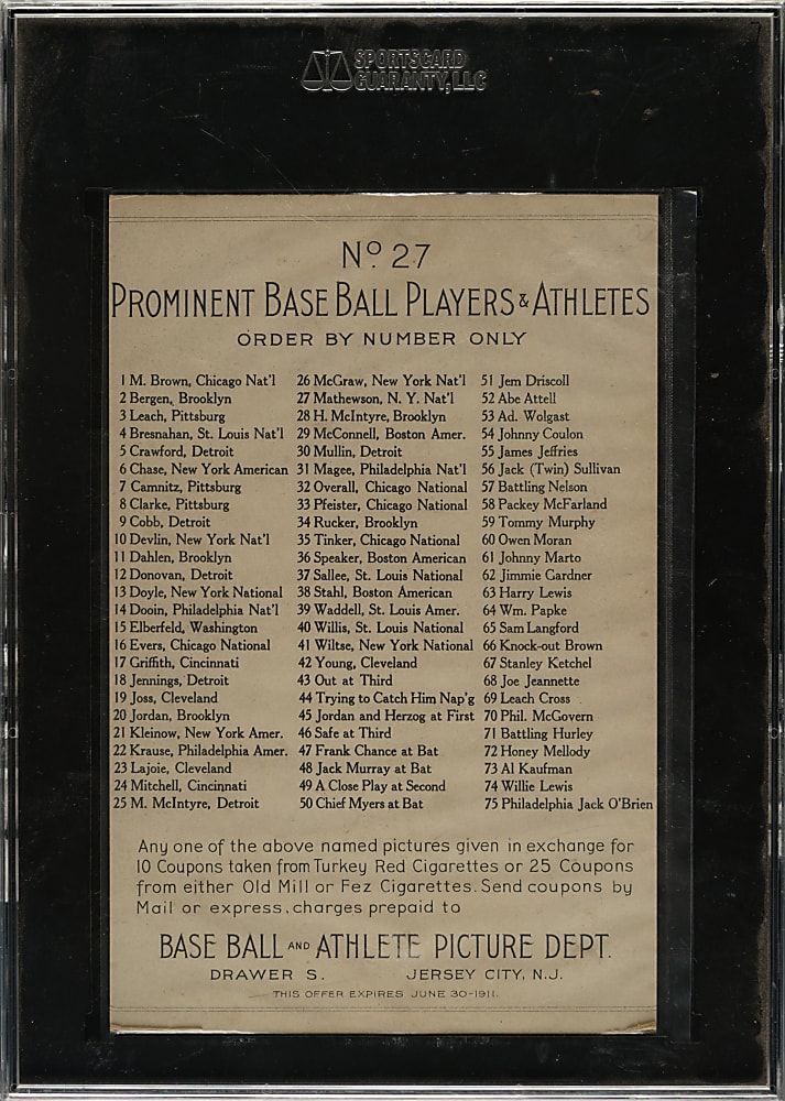 1911 T3 Turkey Red #27 Christy Mathewson - SGC