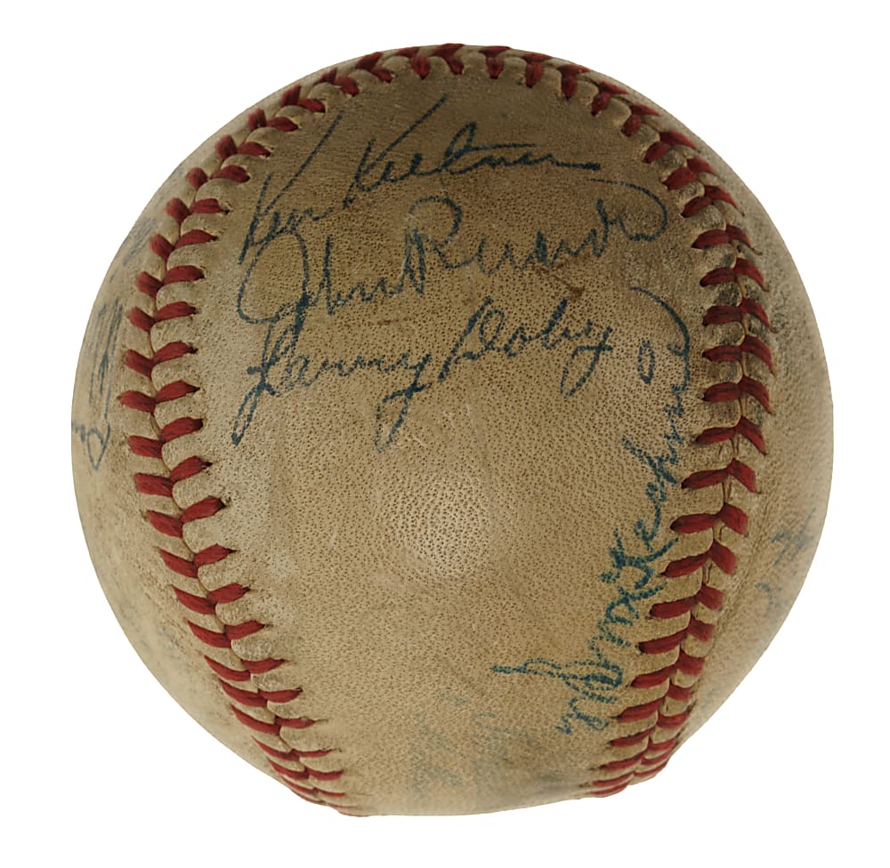 1948 World Champions Cleveland Indians Team-Signed Baseball with Satchel Paige, Larry Doby, and Bob Feller - JSA