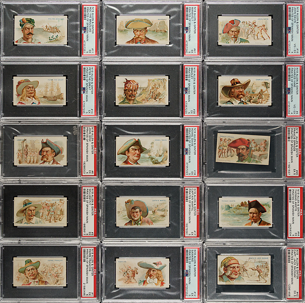 1888 N19 Allen & Ginter "Pirates of the Spanish Main" PSA EX 5 and VG-EX 4 Collection (19)