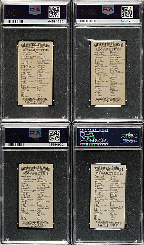 1888 N25 Allen & Ginter "Wild Animals of the World" PSA-Graded Collection (20)
