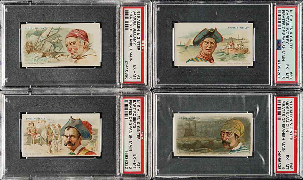 1888 N19 Allen & Ginter "Pirates of the Spanish Main" PSA EX-MT 6 Collection (4)