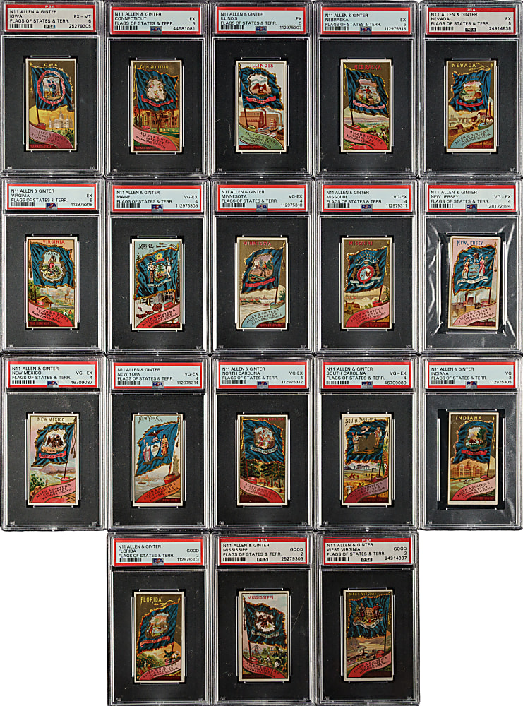 1888 N11 Allen & Ginter "Flags of States and Territories" PSA-Graded Collection (22)