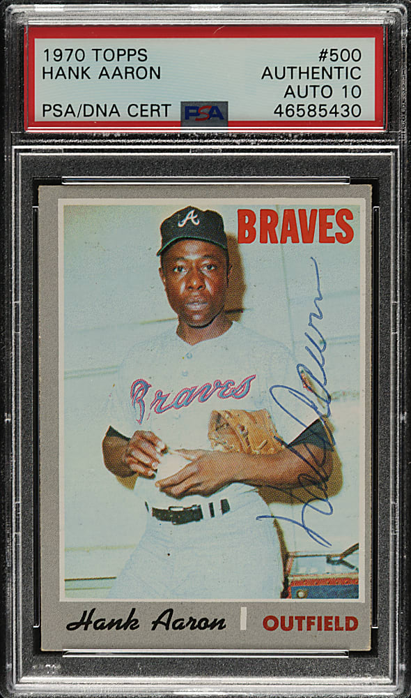 Signed 1970 Topps #500 Hank Aaron PSA/DNA GEM MINT 10