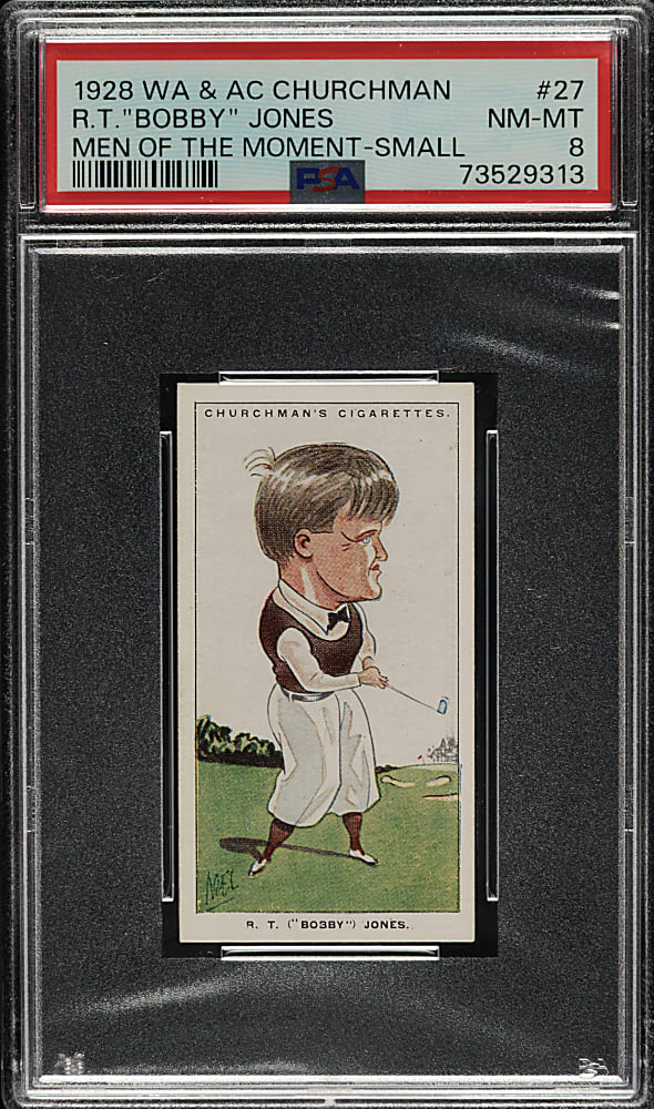 1928 W. A. & A. C. Churchman "Men Of The Moment In Sport" (Small) #27 Bobby Jones PSA NM-MT 8