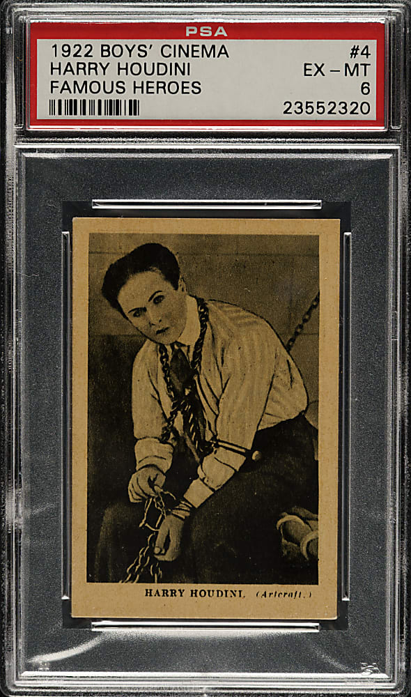 1922 Boys' Cinema "Famous Heroes" #4 Harry Houdini PSA EX-MT 6