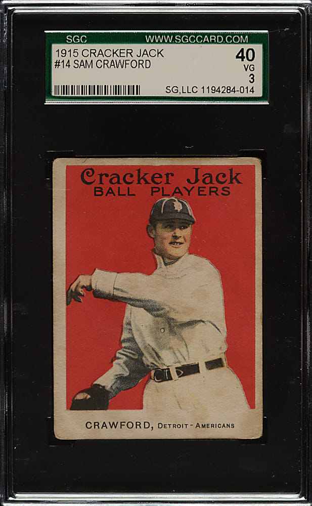 1915 E145 Cracker Jack #14 Sam Crawford SGC VG 40
