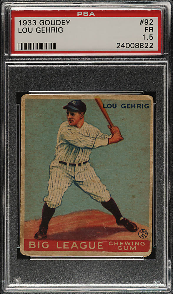 1933 R319 Goudey #92 Lou Gehrig PSA FAIR 1.5
