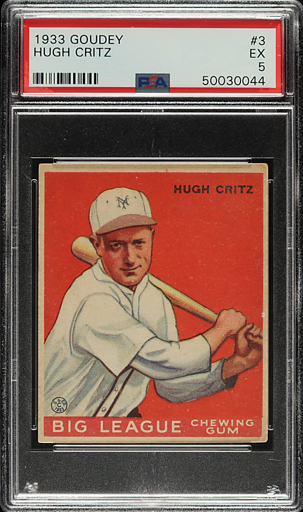 1933 R319 Goudey #3 Hugh Critz PSA EX 5
