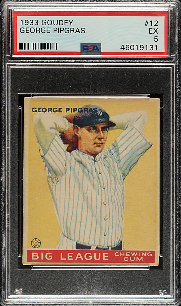 1933 R319 Goudey #12 George Pipgras PSA EX 5