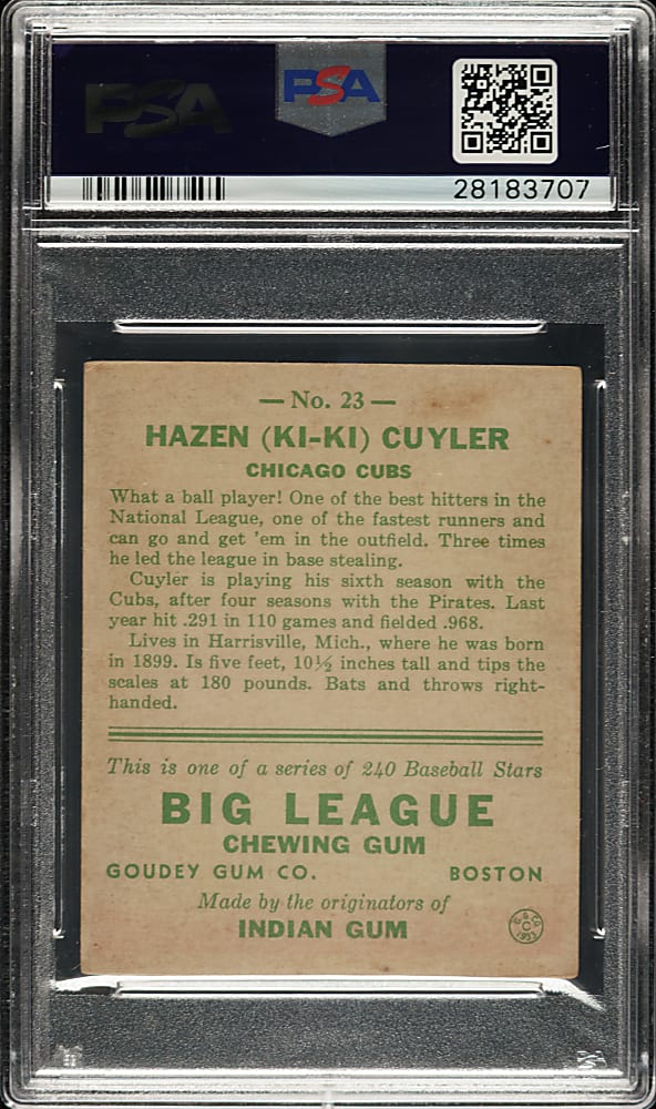 1933 R319 Goudey #23 KiKi Cuyler PSA EX 5
