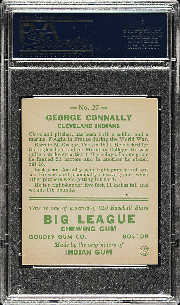 1933 R319 Goudey #27 George Connally PSA EX-MT 6
