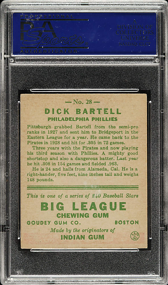 1933 R319 Goudey #28 Dick Bartell PSA EX-MT 6