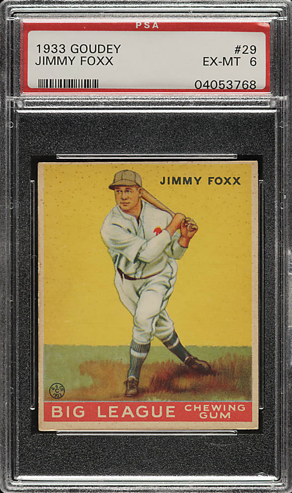 1933 R319 Goudey #29 Jimmie Foxx PSA EX-MT 6