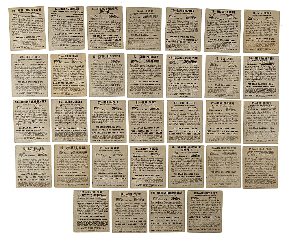 1948-1949 Leaf Collection (37) Including Luke Appling and Lou Boudreau