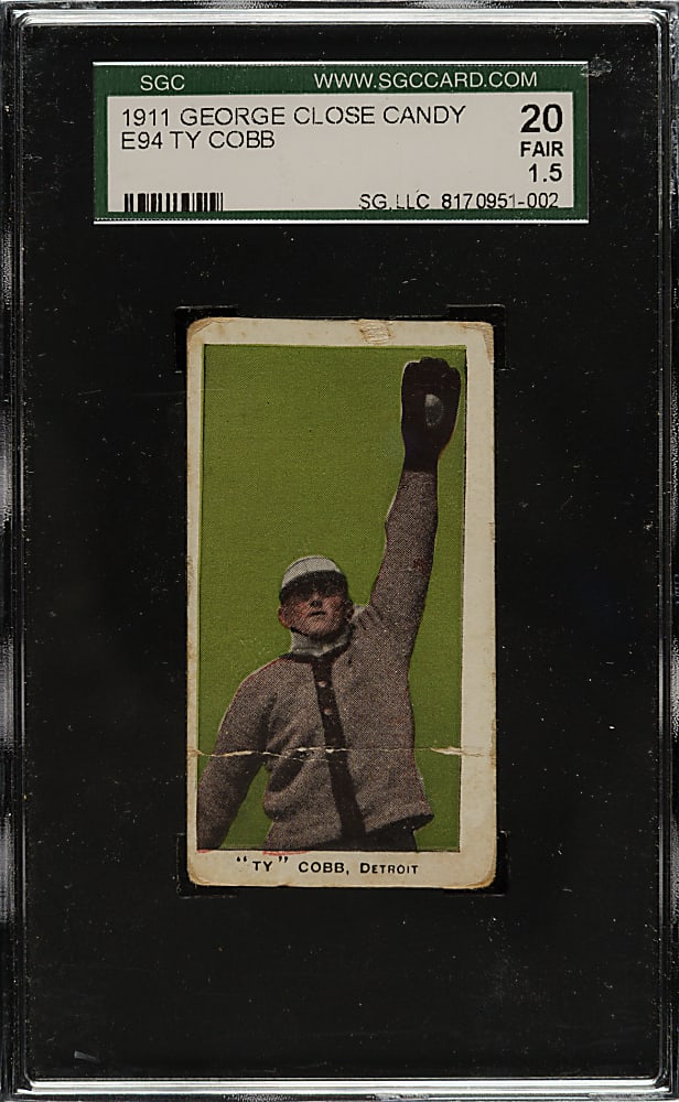 1911 E94 George Close Candy Ty Cobb SGC FAIR 20 - Olive Background