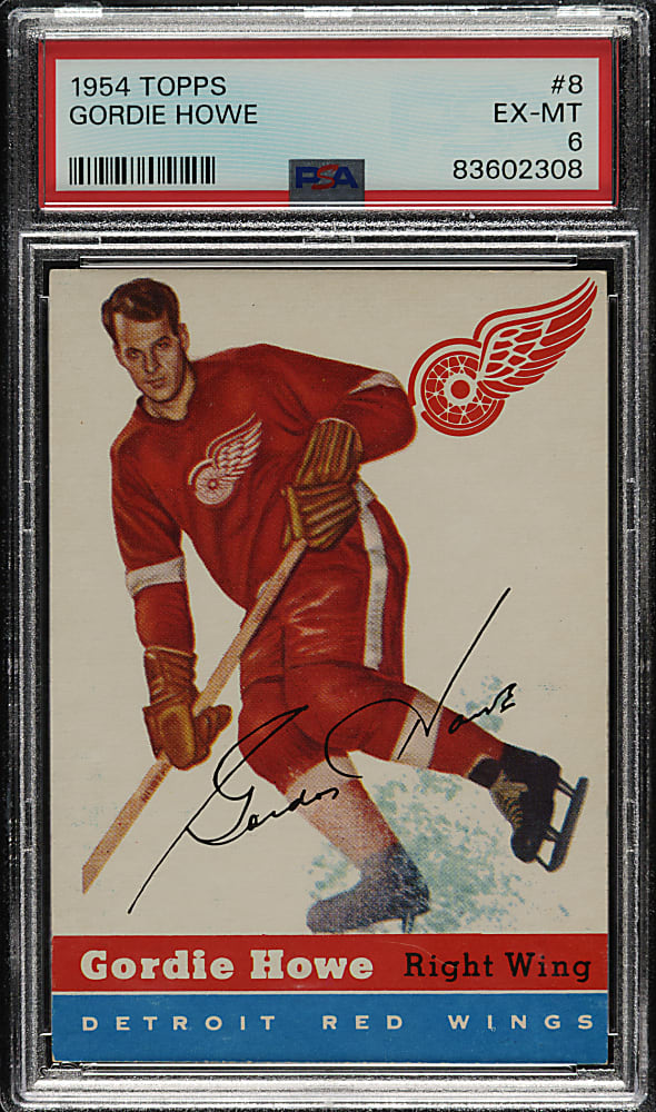 1954-1955 Topps Hockey #8 Gordie Howe PSA EX-MT 6
