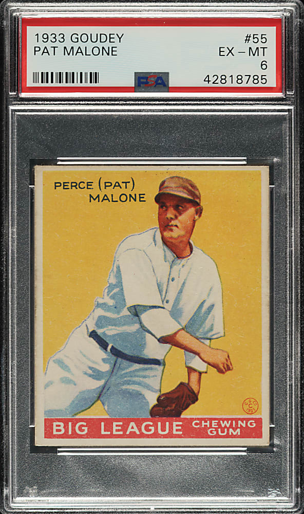 1933 R319 Goudey #55 Pat Malone PSA EX-MT 6
