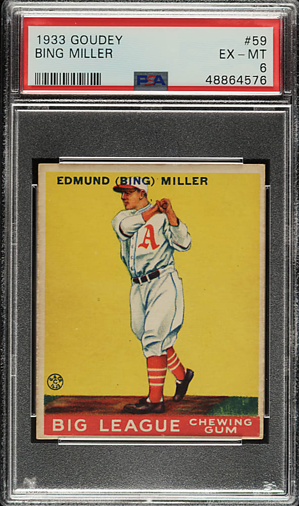 1933 R319 Goudey #59 Bing Miller PSA EX-MT 6