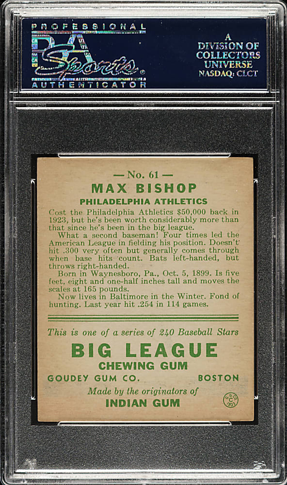 1933 R319 Goudey #61 Max Bishop PSA NM 7