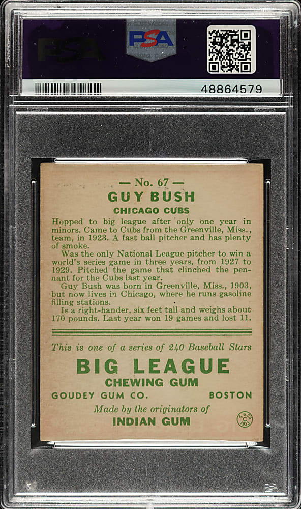 1933 R319 Goudey #67 Guy Bush PSA EX-MT 6