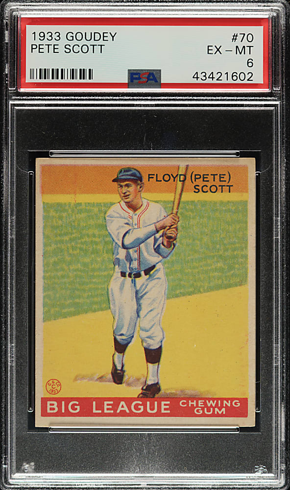 1933 R319 Goudey #70 Pete Scott PSA EX-MT 6