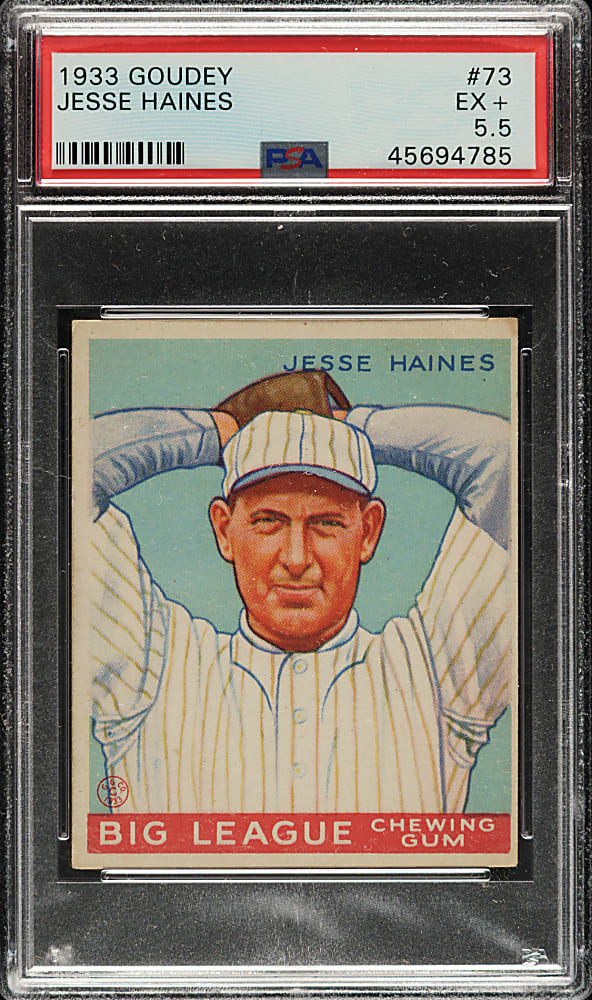 1933 R319 Goudey #73 Jesse Haines PSA EX+ 5.5