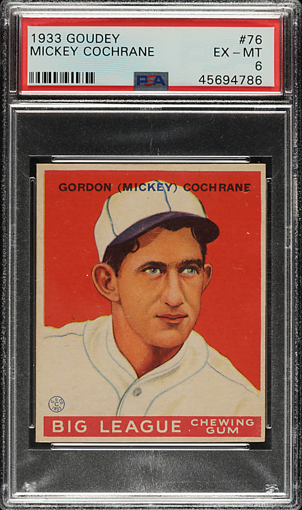 1933 R319 Goudey #76 Mickey Cochrane PSA EX-MT 6