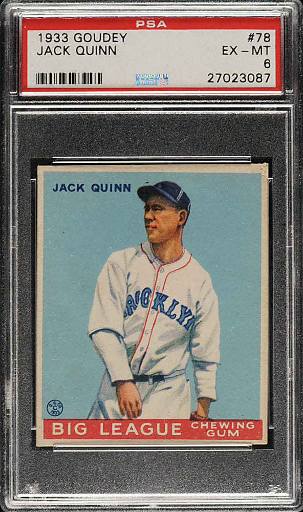 1933 R319 Goudey #78 Jack Quinn PSA EX-MT 6