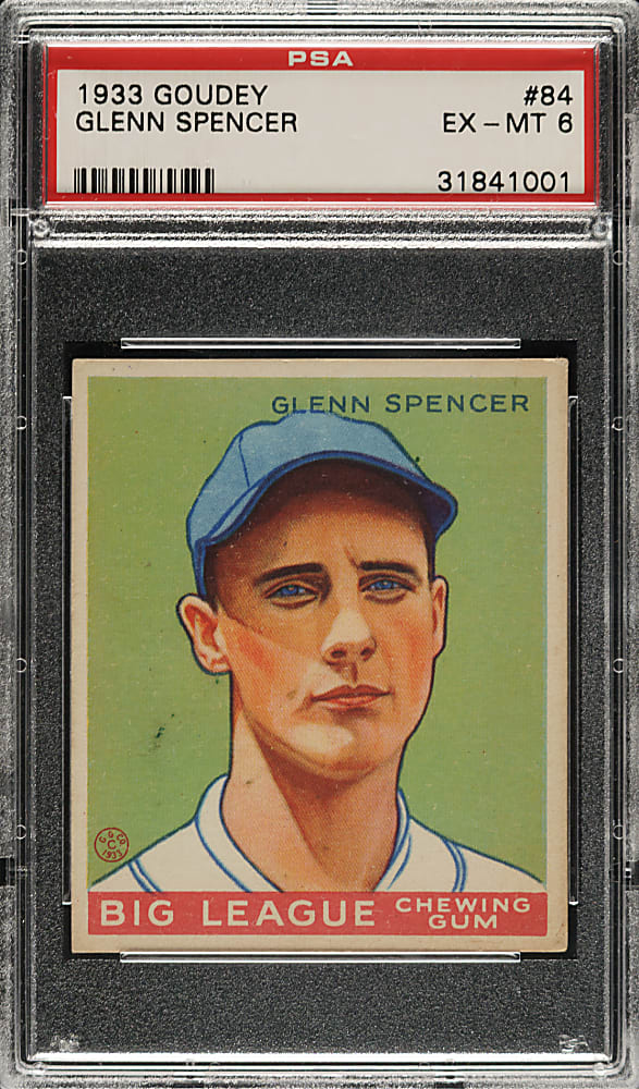 1933 R319 Goudey #84 Glenn Spencer PSA EX-MT 6