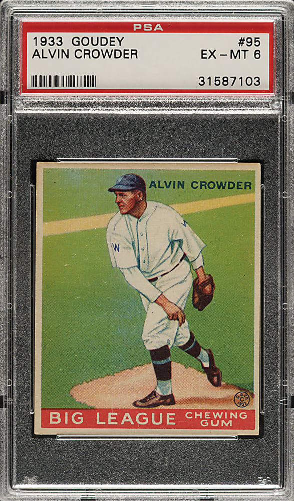 1933 R319 Goudey #95 Alvin Crowder PSA EX-MT 6
