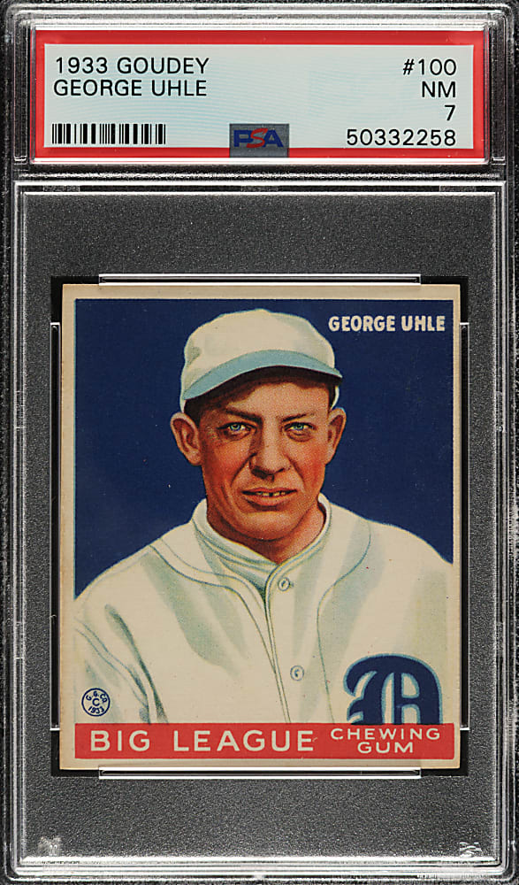 1933 R319 Goudey #100 George Uhle PSA NM 7