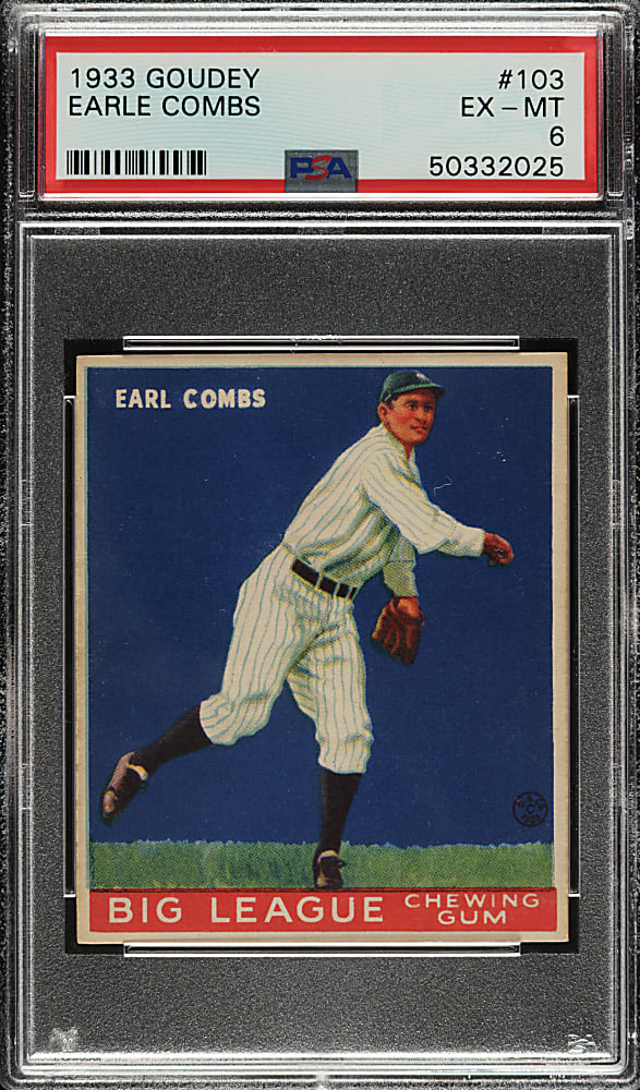 1933 R319 Goudey #103 Earle Combs PSA EX-MT 6