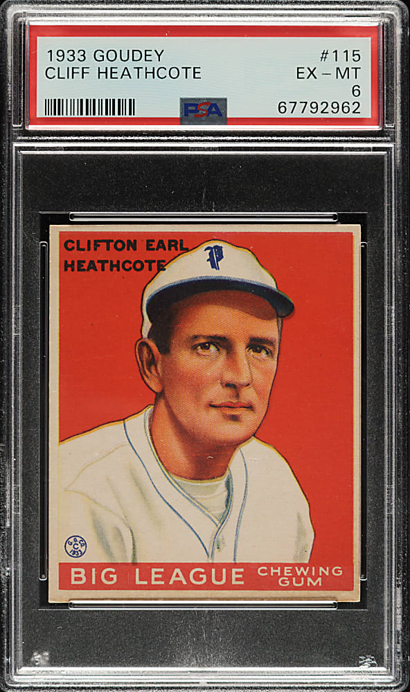 1933 R319 Goudey #115 Cliff Heathcote PSA EX-MT 6