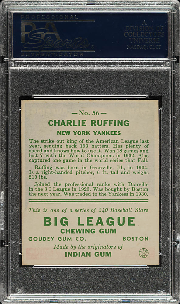 1933 R319 Goudey #116 Eddie Morgan PSA EX-MT 6