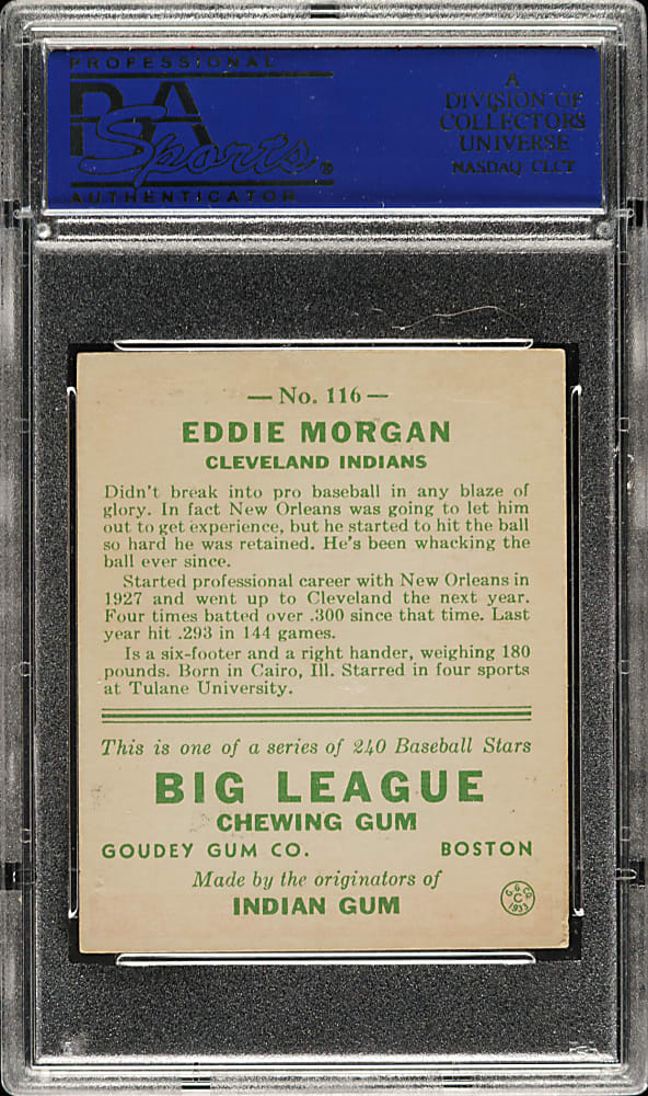 1933 R319 Goudey #116 Eddie Morgan PSA EX-MT 6