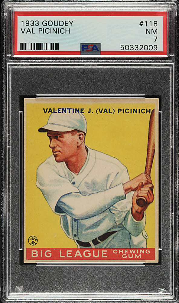1933 R319 Goudey #118 Val Picinich PSA NM 7