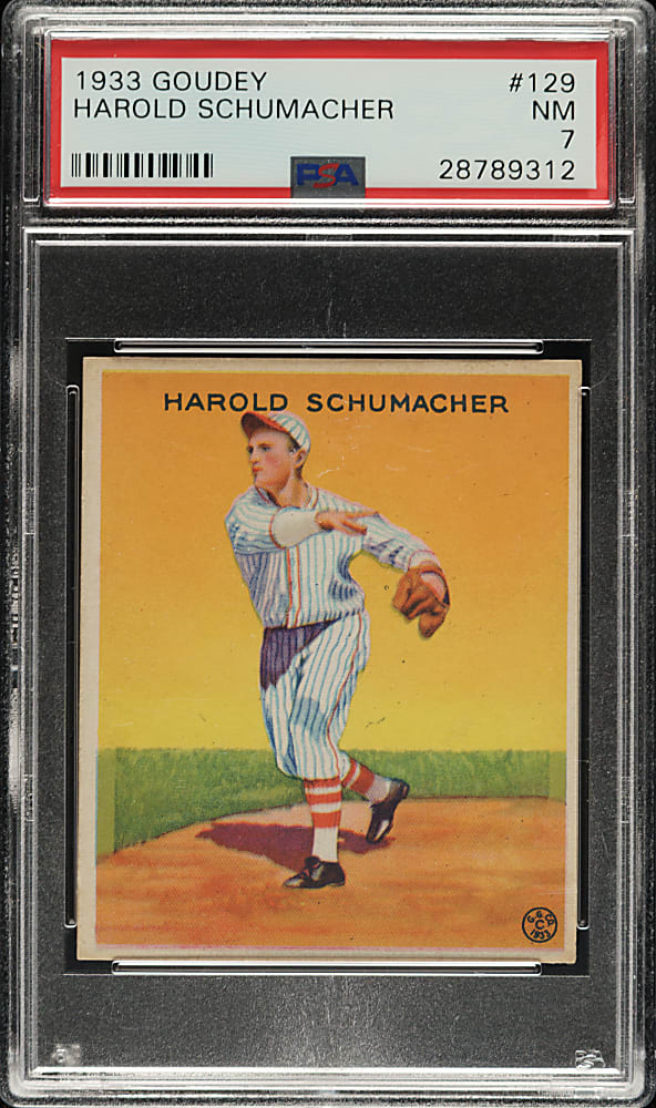 1933 R319 Goudey #129 Harold Schumacher PSA NM 7