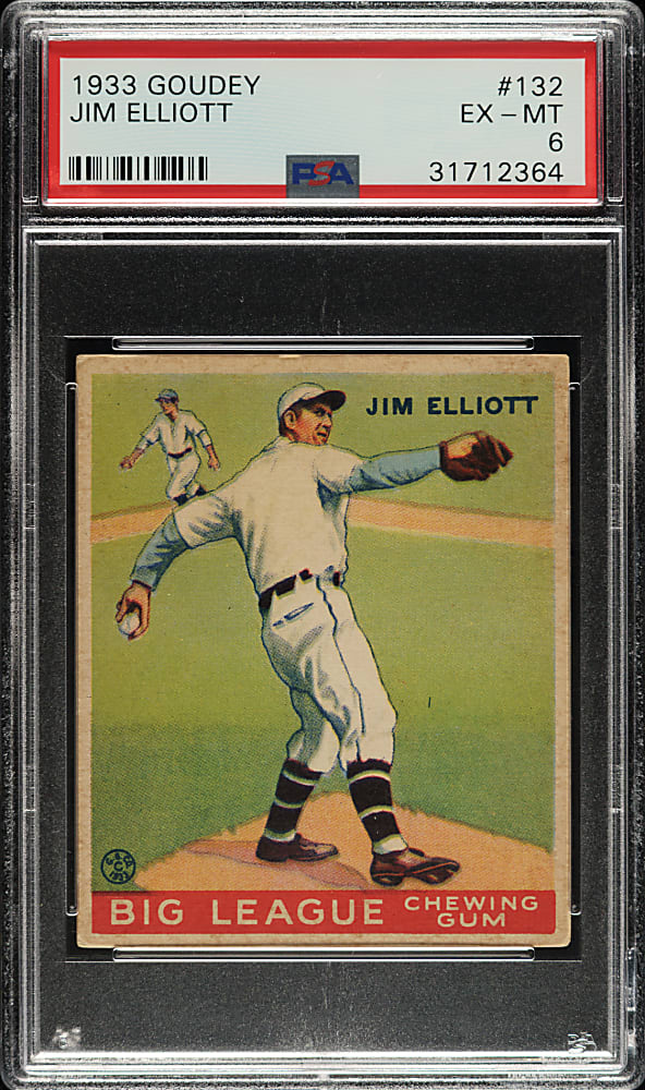 1933 R319 Goudey #132 Jim Elliott PSA EX-MT 6