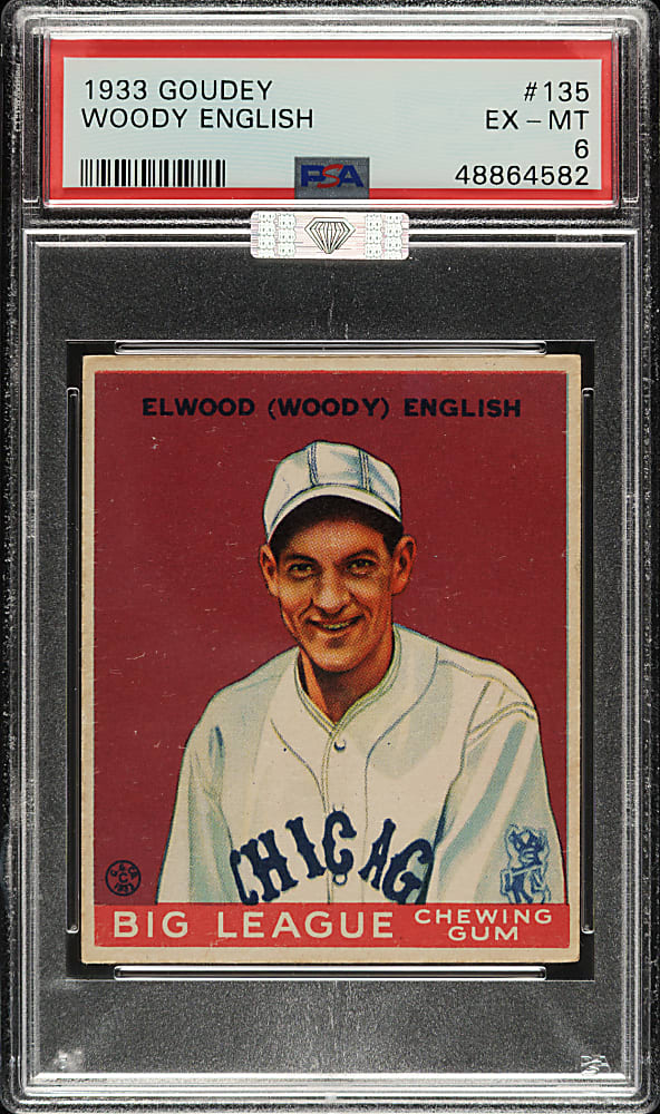 1933 R319 Goudey #135 Woody English PSA EX-MT 6 (MBA Silver Diamond)