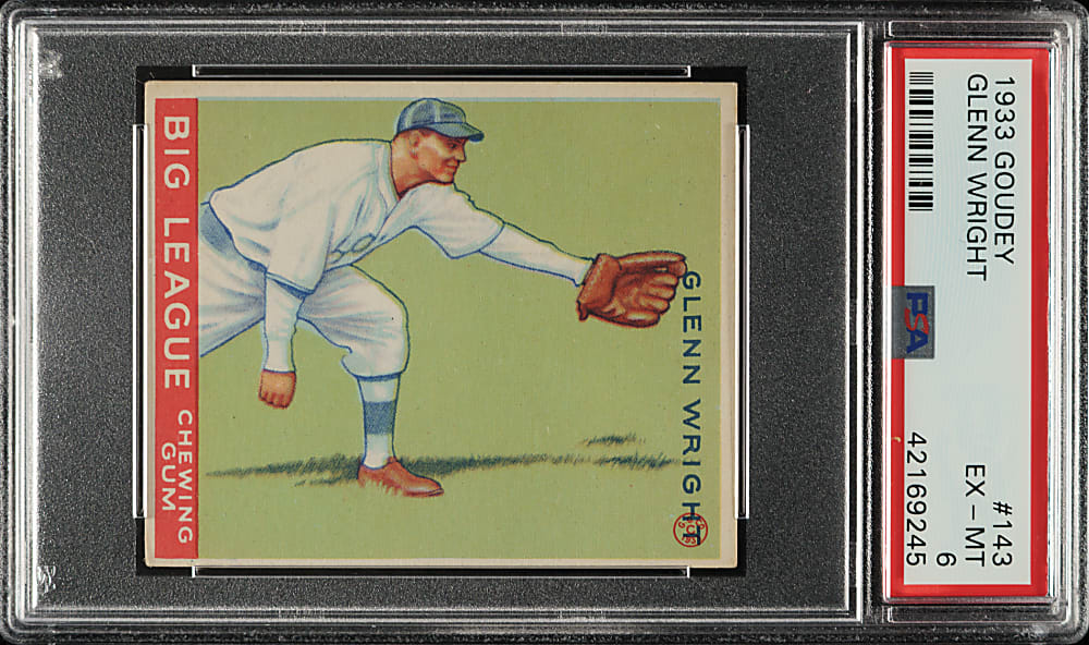 1933 R319 Goudey #143 Glenn Wright PSA EX-MT 6
